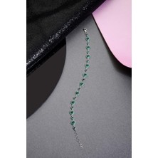 INNUENDO JEWELRY 925 Ayar Gümüş Yeşil Kalp Taşlı Bileklik