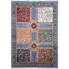 El Dokuma Orijinal Afgan Halı Patchwork Desenli 10 Metre Kare Kök Boya
