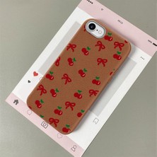 HONTINGA iPhone Se 2022 ile Uyumlu Kılıfı Deri Dokusu Anti Düşme Yumuşak Silikon Telefon Kılıfı Visne Desen K7-3086