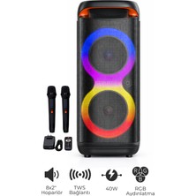 Seyutech Bluetooth Hoparlör Rgb LED Işıklı Karaoke Mikrofon Hediyeli Taşınabilir Parti Speaker