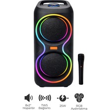 Seyutech Bluetooth Hoparlör Rgb LED Işıklı Karaoke Mikrofon Hediyeli Taşınabilir Parti Speaker