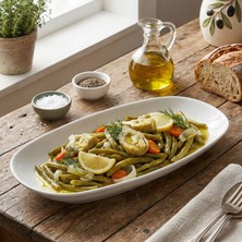 Külsan D3434.PW - Diamond 2'li Beyaz Oval Tabak Seti  34X20 cm, Thermoset Melamin