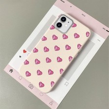 HONTINGA iPhone 12 ile Uyumlu Kılıfı Deri Dokusu Anti Düşme Yumuşak Silikon Telefon Kılıfı Kalp Desen K7-3091