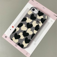 HONTINGA iPhone 7 ile Uyumlu Kılıfı Deri Dokusu Anti Düşme Yumuşak Silikon Telefon Kılıfı Kalp Desen K7-3090