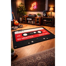 Emiroğlu Eski Kırmızı Kaset Şeklinde Özel Süngerli Yüzey Makinede Yıkanabilir Halı - Kaymaz Taban