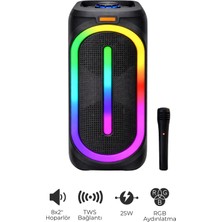 Seyutech Bluetooth Hoparlör Rgb LED Işıklı Karaoke Mikrofon Hediyeli Taşınabilir Parti Speaker