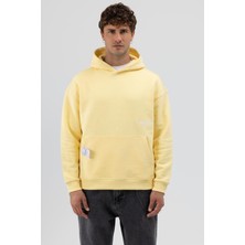 Vamos Oversize Kapüşonlu Baskılı Sweatshirt Sarı