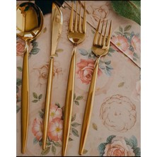 PremiumPort Venedig Gold Tatlı Kaşık Seti, Şık ve Zarif Tasarım, 6'lı Paket