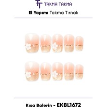 Takma Takma EKBL1672 Kısa Baleri 10'lu Tekrar Kullanılabilir El Yapımı Protez Takma Tırnak Ten Rengi-L