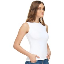 Elit Kadın Beyaz Pamuklu Elastan Sıfır Kol Body ELT2201-BEYAZ-M