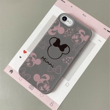 HONTINGA iPhone Se 2022 ile Uyumlu Kılıfı Deri Dokusu Anti Düşme Yumuşak Silikon Telefon Kılıfı Minnie Desen K7-3097