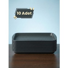 PremiumPort Kırılmaz Polikarbon Servis Tepsisi 36X26 Cm, 10’lu Paket, Antrasit Renk