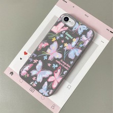 HONTINGA iPhone 7 ile Uyumlu Kılıfı Deri Dokusu Anti Düşme Yumuşak Silikon Telefon Kılıfı Minnie Kelebek K7-3096