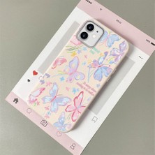 HONTINGA iPhone 12 ile Uyumlu Kılıfı Deri Dokusu Anti Düşme Yumuşak Silikon Telefon Kılıfı Minnie Kelebek K7-3096