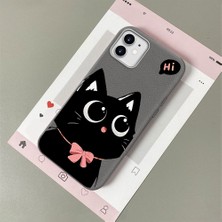 HONTINGA iPhone 12 ile Uyumlu Kılıfı Deri Dokusu Anti Düşme Yumuşak Silikon Telefon Kılıfı Kedi Desen K7-3095