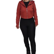 Boutique Bade Süet Görünümlü Fermuarlı Kısa Mont