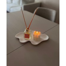 PremiumPort Büyük Boy Beyaz Dalgalı Dekoratif Tepsi, Mum Tabağı, Şık Sunum Forumu