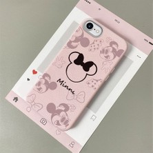 HONTINGA iPhone Se 2022 ile Uyumlu Kılıfı Deri Dokusu Anti Düşme Yumuşak Silikon Telefon Kılıfı Minnie Desen K7-3097
