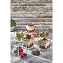 PremiumPort 6'lı Cam Kase Seti, Magnolia Desenli, Puding ve Tatlı Sunumları Için