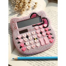 Zilvana Elmas Taşlı Fiyonk Detaylı Kalp Şeklinde Düğme Tasarımlı 12 Haneli Mini Pembe-Gümüş Hesap Makinesi