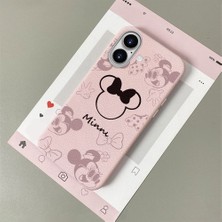 HONTINGA iPhone 16 ile Uyumlu Kılıfı Deri Dokusu Anti Düşme Yumuşak Silikon Telefon Kılıfı Minnie Desen K7-3097