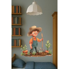 Aysha Tasarım Dekoratif Duvar Sticker – Bahçıvan Çocuk Figürlü Doğa Temalı Çocuk Odası Duvar Süsü