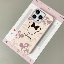 HONTINGA iPhone 16 Pro Max ile Uyumlu Kılıfı Deri Dokusu Anti Düşme Yumuşak Silikon Telefon Kılıfı Minnie Desen K7-3097