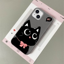 HONTINGA iPhone 15 ile Uyumlu Kılıfı Deri Dokusu Anti Düşme Yumuşak Silikon Telefon Kılıfı Kedi Desen K7-3095