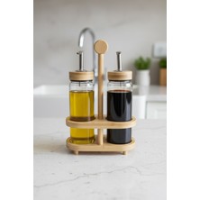 PremiumPort Bambu Standlı 2'li Yağdanlık Seti, Şık ve Doğal Tasarım