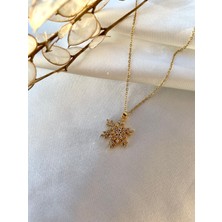 Modesa Bijuteri Kar Tanesi Stres Kolye- Zirkon Taşlı Çelik Kolye