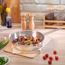 PremiumPort Çelik Tava 24 Cm, Dayanıklı ve Şık Mutfak Gereci, Prç.