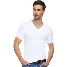 Elit Erkek V Yaka Elastan Atlet 2li Paket 1303-BEYAZ-S