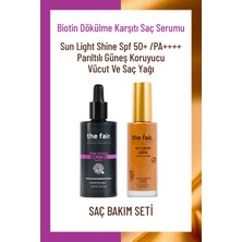 The Fair. Biotin Drone Targeted 50 ml Saç Serumu ve Shine Spf 50 Güneş Koruyucu Saç Yağı 100 ml