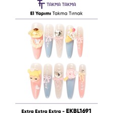 Takma Takma EKBL1691 Extra 10'lu Tekrar Kullanılabilir El Yapımı Protez Takma Tırnak - Sarı-XS
