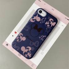HONTINGA iPhone Se 2022 ile Uyumlu Kılıfı Deri Dokusu Anti Düşme Yumuşak Silikon Telefon Kılıfı Minnie Desen K7-3097