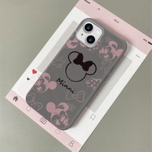 HONTINGA iPhone 13 ile Uyumlu Kılıfı Deri Dokusu Anti Düşme Yumuşak Silikon Telefon Kılıfı Minnie Desen K7-3097