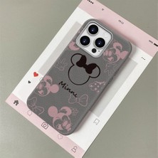 HONTINGA iPhone 14 Pro Max ile Uyumlu Kılıfı Deri Dokusu Anti Düşme Yumuşak Silikon Telefon Kılıfı Minnie Desen K7-3097