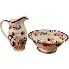 Masons Ingiliz Mason' S Porslen Sürahi ve Kasesi - Sürahi 22 cm Boyunda Kase 26 cm Çapında 10 cm Boyunda