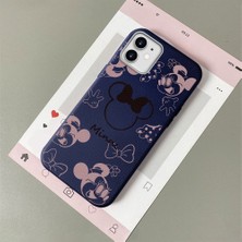 HONTINGA iPhone 11 ile Uyumlu Kılıfı Deri Dokusu Anti Düşme Yumuşak Silikon Telefon Kılıfı Minnie Desen K7-3097