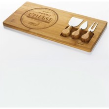 PremiumPort Modern Fhume 4'lü Peynir Sunum Tabağı Seti Bambu Bej