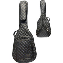 Erga Müzik Siyah Profesyonel Gigbag Klasik Gitar Kılıfı-Çantası-Mavi Kapitoneli Suni Deri