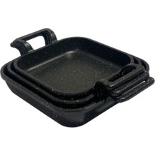 PremiumPort Granite Kare Sahan Seti 3'lü, 18-20-22 Cm, Eşsiz Döküm Kaplama