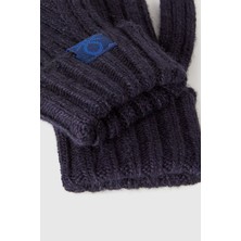 United Colors Of Benetton Sarı Erkek Ek_yün ve Viskoz Karışımlı Logo Etiketli Nervürlü Eldiven Model Kodu: ( 126WGG00866U)