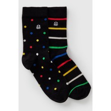 United Colors Of Benetton Mix Unisex U_pamuk Karışımlı Desenli Logo Detaylı 2`li Çorap Seti Model Kodu: ( 6AO427037903)