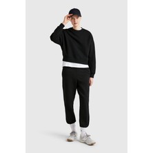 United Colors Of Benetton Siyah Kadın / Kız KDN_%100 Pamuk Manşetli Beli Lastikli Regular Fit Eşofman Altı Model Kodu: ( 3UNIDF01A100)