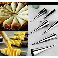 PremiumPort 6'lı Çelik Huni Kalıbı Kurabiye ve Dondurma Külahı Seti