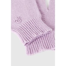 United Colors Of Benetton Lila Erkek Ej_yün ve Viskoz Karışımlı Logo Nakışlı Eldiven Model Kodu: ( 126WCG00M0W1)