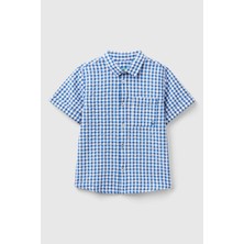 United Colors Of Benetton Mix Erkek Ek_göğsü Logo Işlemeli Desenli Yama Cepli Kısa Kollu Gömlek Model Kodu: ( 5EIGGQ020901)