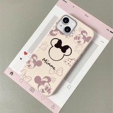 HONTINGA iPhone 14 Plus ile Uyumlu Kılıfı Deri Dokusu Anti Düşme Yumuşak Silikon Telefon Kılıfı Minnie Desen K7-3097