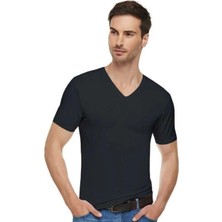Elit Erkek V Yaka Elastan Atlet 2li Paket 1303-SİYAH-2XL